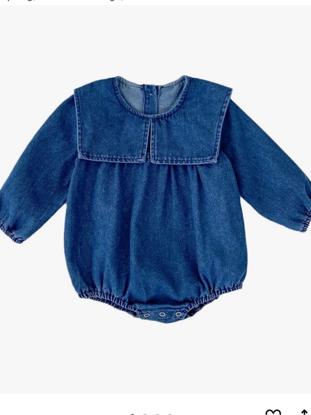 Infant Denim Romper Big Collar Denim Sailor Collar Baby One-Piece Romper toddler
